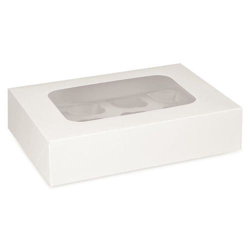 White Muffin /Cupcake Box + Insert  (holds 12 cakes) - pack of 2