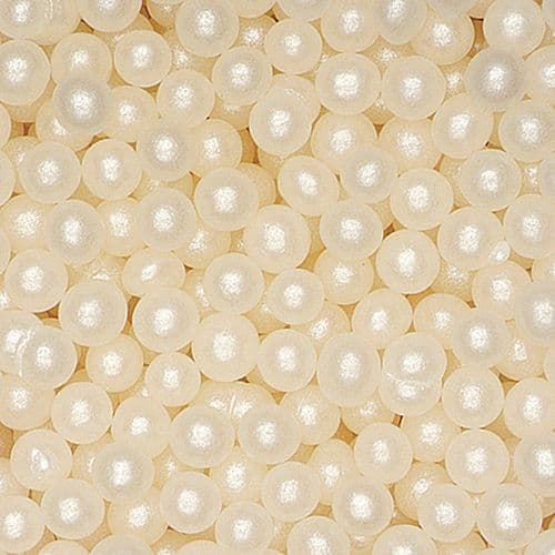 White Pearlised Sugar Balls - 4mm - in box of 1kg