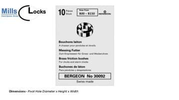 10 x Bergeon - 30092 Brass Clock Bush Blanks, B127 - B130