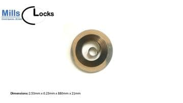 Hole-End Clock Mainspring, (Size:2.53 x .0.23 x 880 x 21mm) (253021)