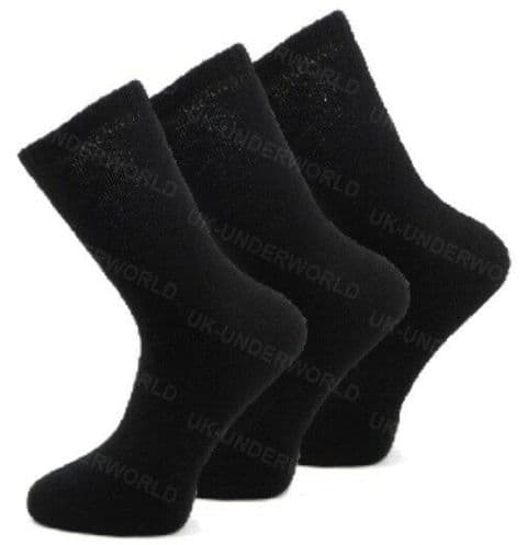 3 Pairs Ladies Womens Black Thermal Socks Winter Warm Ski Walking Boots Adults