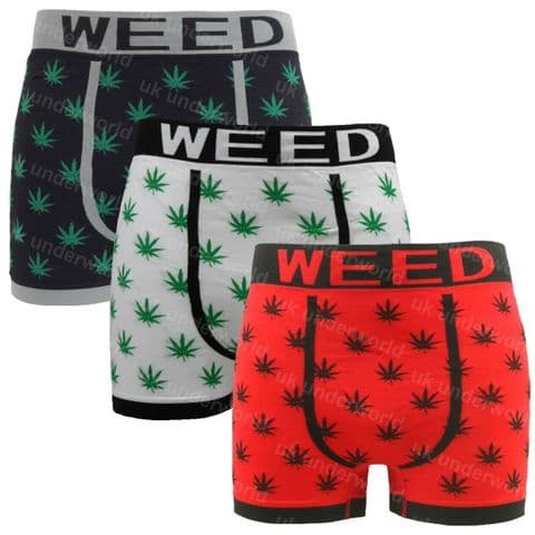 3 Pairs Mens Boxer Shorts Seamless Trunks Briefs Adults Underwear Weed Designer