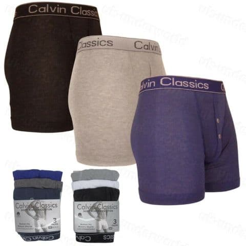 3 Pairs Mens Plain Classic Boxer Shorts Trunks Briefs Adults Underwear s,m,l,xl