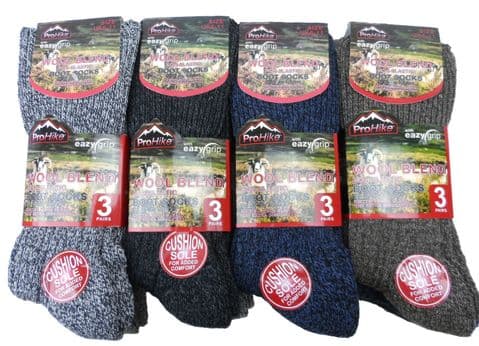 3 Pairs Mens Thick Wool Blend Thermal Non Elastic Socks Cushion Sole Winter Warm