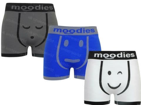 3 Pairs Moodies Mens Seamless Boxer Shorts Trunks Adults Briefs Underwear