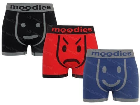 3 Pairs Moodies Mens Seamless Boxer Shorts Trunks Briefs Adults Underwear