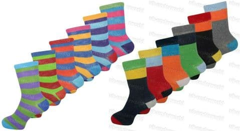 6 Pairs Childrens Boys Girls Socks Coloured Funky Designs Smart Kids Fashion