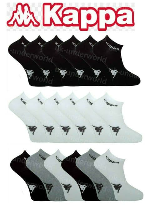 6 Pairs Kappa Mens Official Trainer Liner Sports Socks Cotton Rich Adults 6-11
