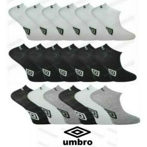 6 Pairs Umbro Mens Official Trainer Liner Sports Socks Cotton Rich Adults 9-12