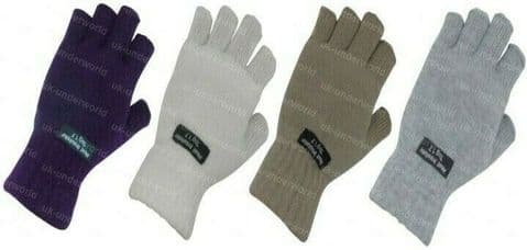 Adults Ladies Gloves Thermal Fingerless Lined Knitted 1.7 Thinsulate Insulation