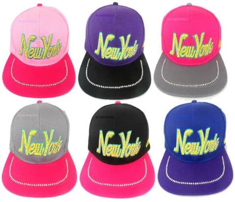 Adults New York Ny Diamond Snapback Hat Retro Hip Hop Baseball Flat Peak Cap