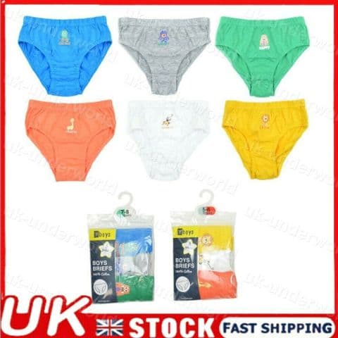 Boys Underpants Underwear 6 Pairs Childrens Briefs Multipack Ages 2-8 Years