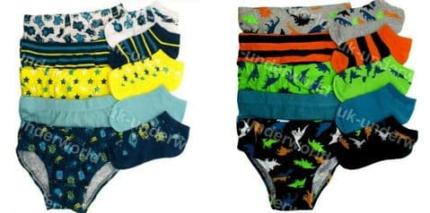 Boys Underwear Briefs & Trainer Socks 10 Piece Set Childrens Kids Cotton Pants