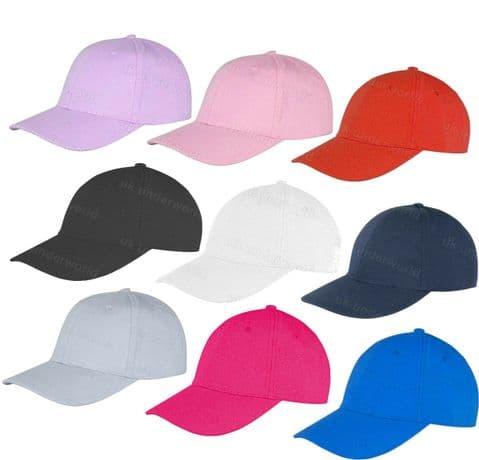 Childrens Baseball Cap Girls Boys Plain Cotton Promotional Hat Adjustable Strap