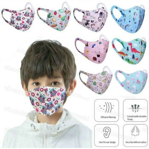 Childrens Face Mask Covering Protection Boys Girls Fashion Reusable Washable