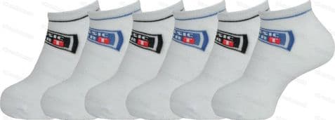 Childrens Trainer Socks 6 Pairs Girls Boys White Cotton Shoe Liners Sports wear