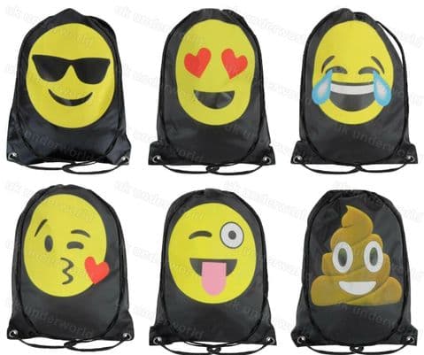 Drawstring School Bag Swim Gym PE Kit Sports Kids Smiley Face Emoji Emotions