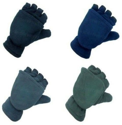 Fingerless Capped Gloves Mens Fleece Thermal Insulation Mitten Combo Winter Warm