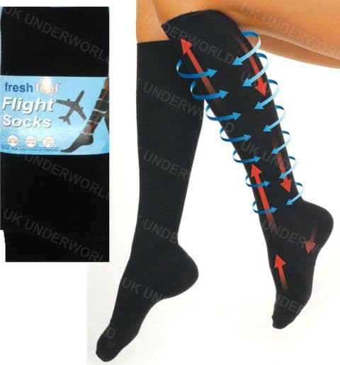 Flight Travel Socks 2 Pairs Mens Ladies Comfy Safe Dvt Compression Knee High