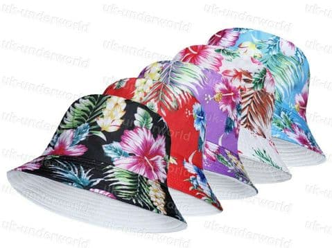 Flower Floral Bucket Bush Hat Womens Festival Headwear Summer Cap Adults Print
