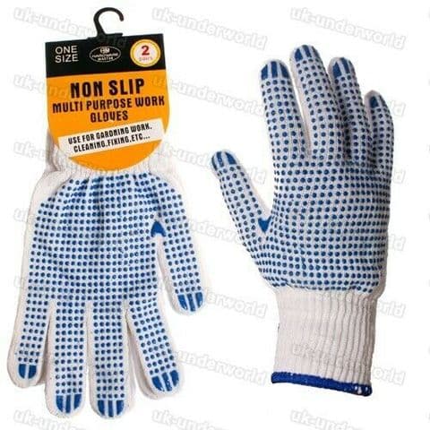 Gardening Work Gloves PPE Builders Construction Safety Rubber Palm Grips 2 Pairs