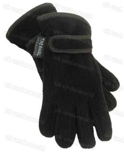 Girls Boys Kids Black Navy Thermal Lined Fleece Winter Warm Gloves Ages 6-16