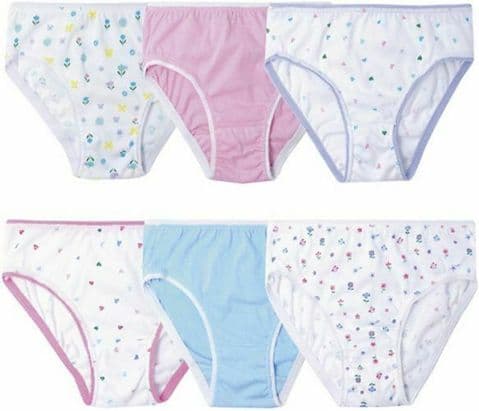 Girls Briefs Pants 6 Pairs Childrens Cotton Knickers Kids Underwear 2-12 Years