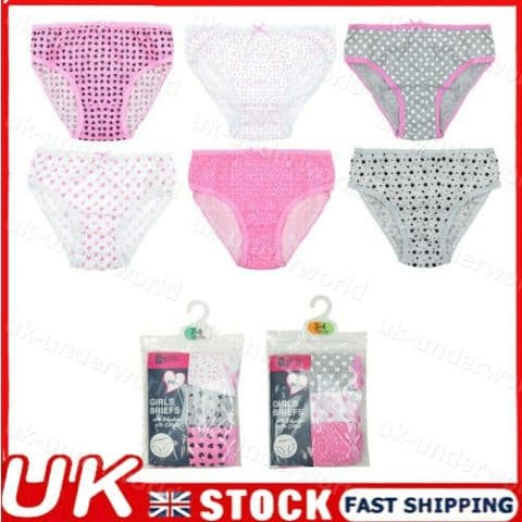 Girls Briefs Underwear 6 Pairs Childrens Pants Knickers Multipack Ages 2-8 Years
