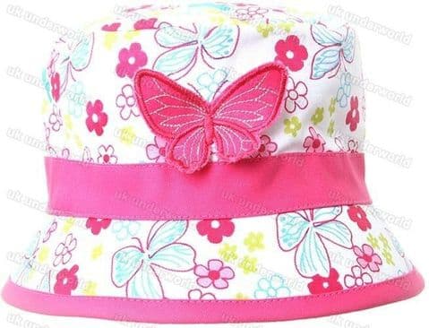 Girls Bush Hat Butterfly Summer Beanie Childrens Floppy Summer Beach Cotton Cap
