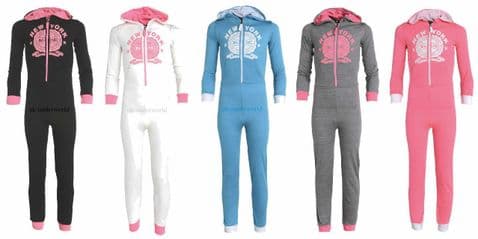 Girls Onezee Jumpsuit New York NY Print Childrens Hooded All In One 7-8 Years