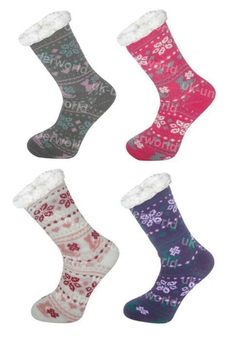 Ladies 4.7 Tog Thermal Fleece Socks Sherpa Lining Lounge Slipper Bed Socks