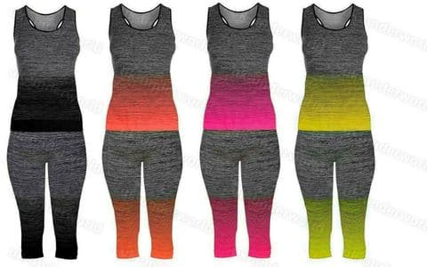 Ladies Gym Wear Women’s Vest Top and Leggings Stretch Track Suit Sportswear Sets