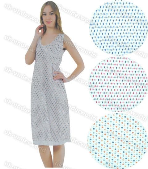 Ladies Sleeveless Nightie Womens Cotton Nightdress Nighty V-Neck Spotted Design