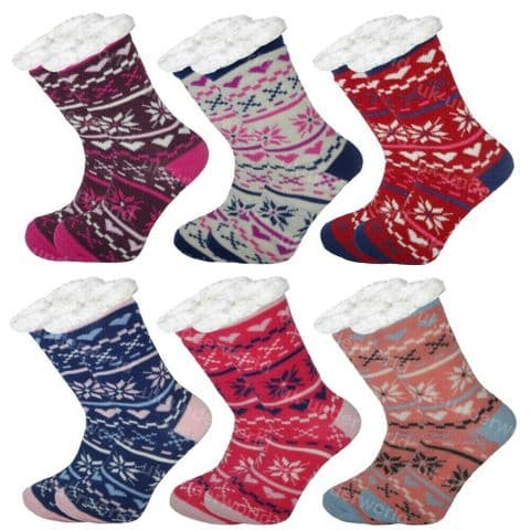 Ladies Thermal Socks 4.7 Tog Fleece Sherpa Lining Lounge Slipper Bed Socks