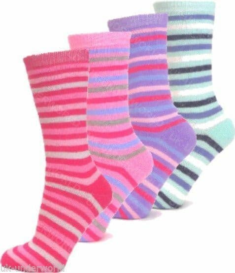 Ladies Thermal Socks Stripe Design Warm Winter Extra Thick Hiking Boots 3 Pairs