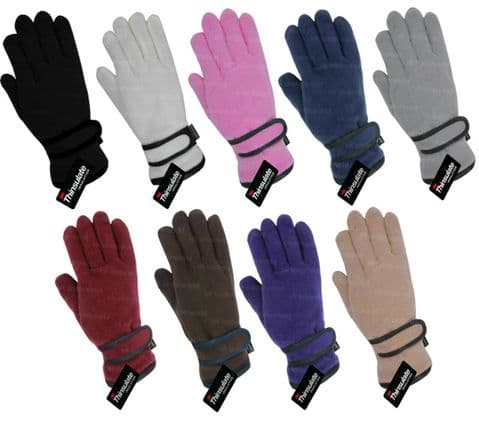 Ladies Thermal Thinsulate Lined Fleece Gloves  Womens Adults Winter Warm