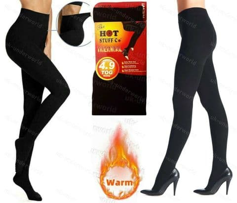 Ladies Thermal Tights Fleece Lined Black 4.9 TOG Winter Warm Womens 2 Pairs