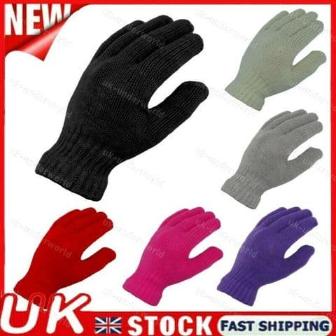 Ladies Women's Gloves Plain Thermal Full Finger Knitted Winter Soft Warm Hands