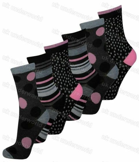 Ladies Womens Socks 3 Pairs Funky Coloured Design Designer Adults Adults 4-6.5