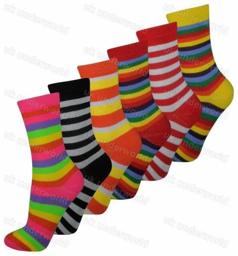Ladies Womens Socks 3 Pairs Stripped Design Novelty Adults 4-6.5.....Option 8