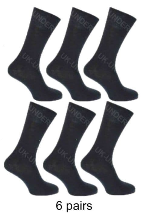 Mens Adults Socks Plain Black Cotton Mix Smart Suit 6 or 12 Pairs Size 6-11