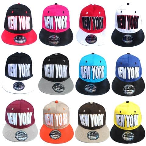 Mens Baseball Cap Ladies Snapback New York NY State Retro Hip Hop Adults Hat