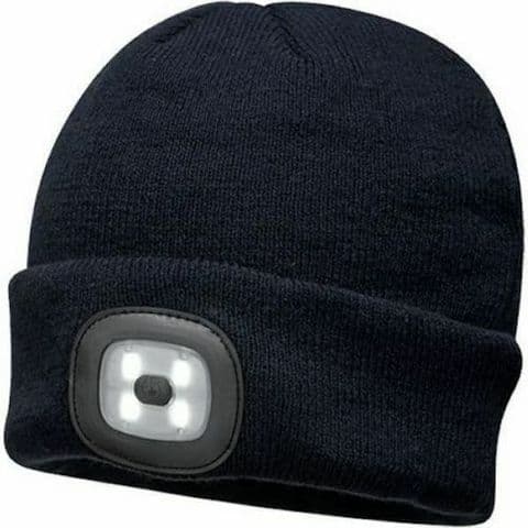Mens Beanie Hat LED Super Bright Light USB Rechargeable Battery Thermal Cap