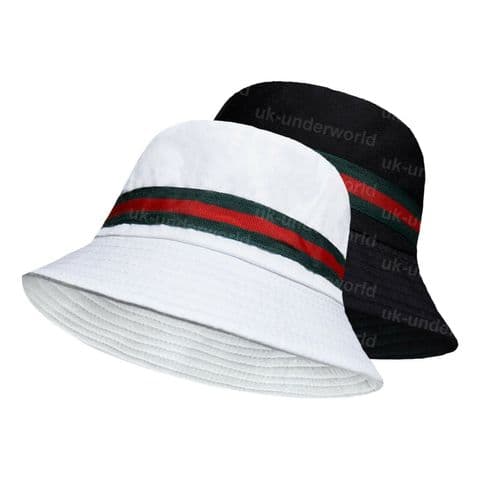 Mens Bucket Hat Adults Designer Colour Stripe Bush Sun Holiday Beach Wear Cap