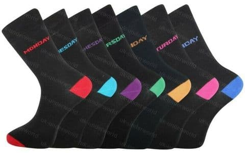 Mens Cotton Socks 7 Pairs Days Of The Week Novelty Fashion Adults 6-11