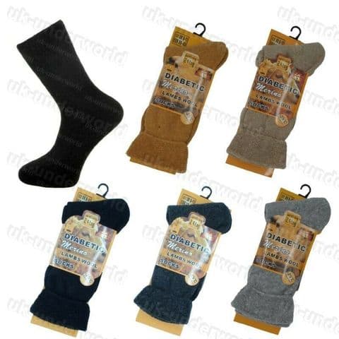 Mens Diabetic Socks 2.4 Tog Merino Lambs Wool 1 Pair Adults Walking Work Boots