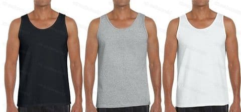 Mens Plain Vest 100% Cotton Sleeveless Adults Gym Athletic Training Tank Top
