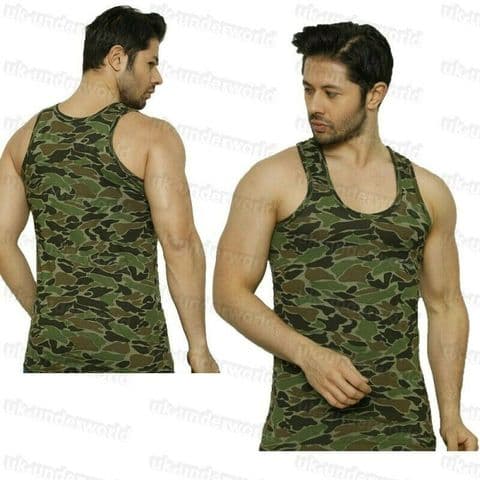 Mens Sleeveless Vest Camouflage Army Muscle Gym Athletic Sports Cotton Tank Top