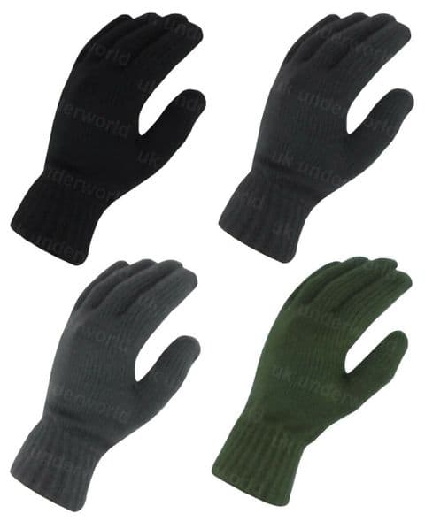 Mens Thermal Gloves Adults Plain Knitted Full Finger Winter Warm Everyday