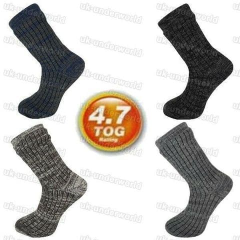 Mens Thermal Socks 4.7 Tog Fleece Sherpa Lining Slipper Bed Socks Adults 6-11 - 362499146501